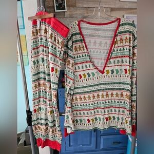 Little Sleepies Fair Isle Holiday Pajamas Women's 3x (Pants And Shirt)
